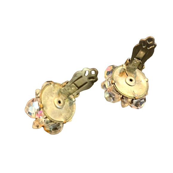 Vtg Clear Iridescent Crystal Necklace and Earring Set Beaded - Picture 3 of 8